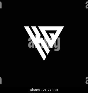 KQ Logo letter monogram with triangle shape design template isolated on black background Stock Vector