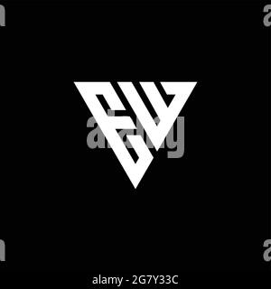 EW Logo letter monogram with triangle shape design template isolated on black background Stock Vector