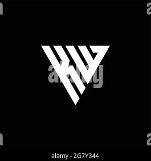 KW Logo letter monogram with triangle shape design template isolated on black background Stock Vector