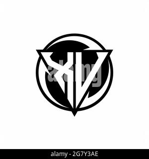 XV logo with triangle shape and circle rounded design template isolated on white background Stock Vector