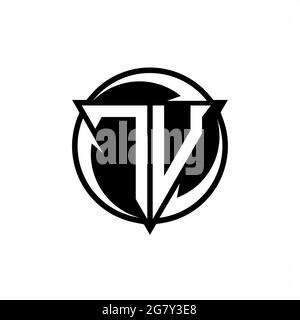 TU logo with triangle shape and circle rounded design template isolated on white background Stock Vector