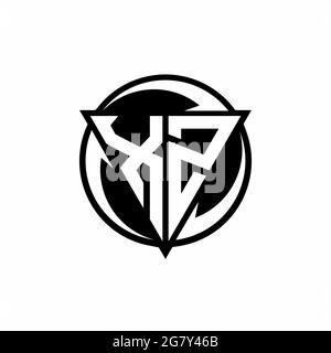 XZ logo with triangle shape and circle rounded design template isolated on white background Stock Vector