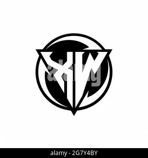 XW logo with triangle shape and circle rounded design template isolated on white background Stock Vector