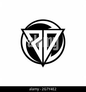 ZO logo with triangle shape and circle rounded design template isolated on white background Stock Vector