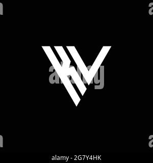 KV Logo letter monogram with triangle shape design template isolated on black background Stock Vector
