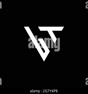 LT Logo letter monogram with triangle shape design template isolated on black background Stock Vector