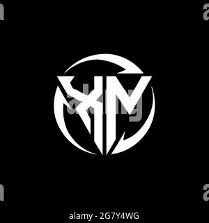 XN logo with triangle shape and circle rounded design template isolated on black background Stock Vector