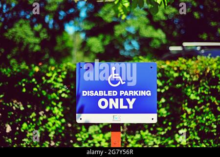 Parking space for disabled sign - close up Stock Photo
