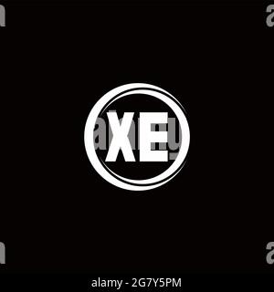 XE logo initial letter monogram with circle slice rounded design template isolated in black background Stock Vector