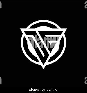 DE logo with negative space triangle shape and circle rounded design template isolated on black background Stock Vector