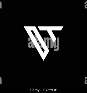 OT Logo letter monogram with triangle shape design template isolated on black background Stock Vector