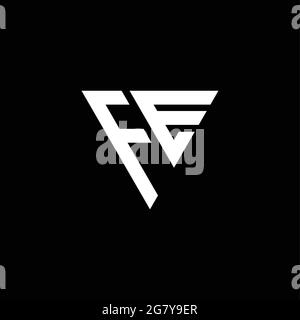 FE Logo letter monogram with triangle shape design template isolated on black background Stock Vector