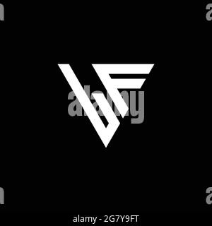 LF Logo letter monogram with triangle shape design template isolated on black background Stock Vector