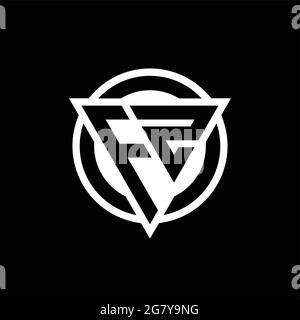 FZ logo with negative space triangle shape and circle rounded design template isolated on black background Stock Vector