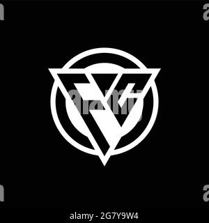 FC logo with negative space triangle shape and circle rounded design template isolated on black background Stock Vector