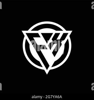 FX logo with negative space triangle shape and circle rounded design template isolated on black background Stock Vector