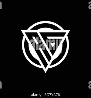 AG logo with negative space triangle shape and circle rounded design template isolated on black background Stock Vector
