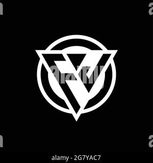 FJ logo with negative space triangle shape and circle rounded design template isolated on black background Stock Vector