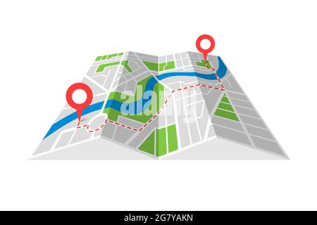 paper map guide with pins location icon Stock Vector Image & Art - Alamy