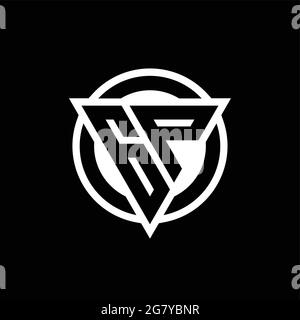 GP logo with negative space triangle shape and circle rounded design template isolated on black background Stock Vector