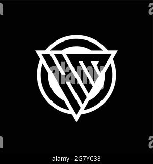 HM logo with negative space triangle shape and circle rounded design template isolated on black background Stock Vector