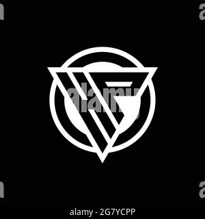 HP logo with negative space triangle shape and circle rounded design template isolated on black background Stock Vector