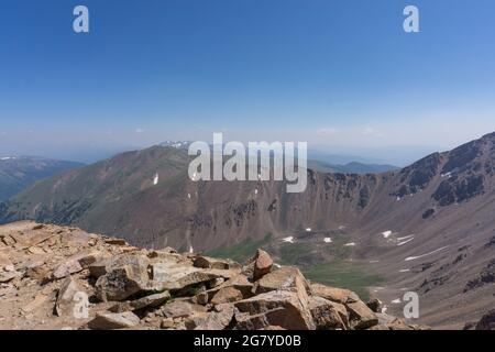 View from the top of Mount Parnassus in Colorado Rockies Stock Photo