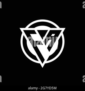 FA logo with negative space triangle shape and circle rounded design template isolated on black background Stock Vector