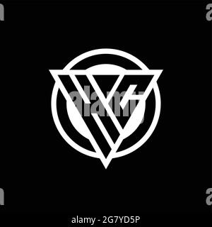 HC logo with negative space triangle shape and circle rounded design template isolated on black background Stock Vector