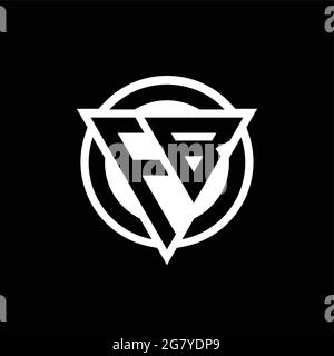 FB logo with negative space triangle shape and circle rounded design template isolated on black background Stock Vector