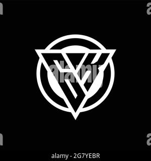 GK logo with negative space triangle shape and circle rounded design template isolated on black background Stock Vector