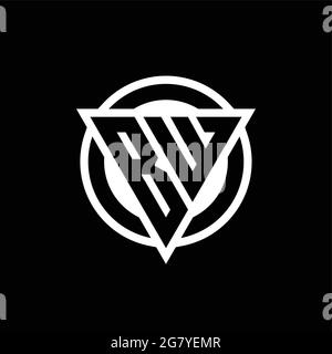 BW logo with negative space triangle shape and circle rounded design template isolated on black background Stock Vector