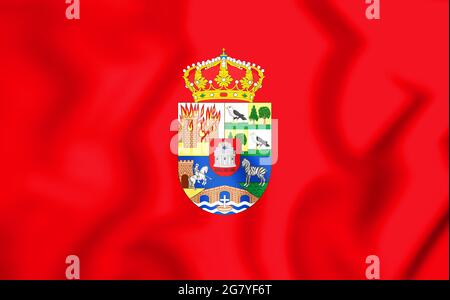 3D Flag of Avila province (Castile and Leon), Spain. 3D Illustration. Stock Photo