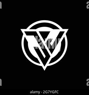 JJ logo with negative space triangle shape and circle rounded design template isolated on black background Stock Vector