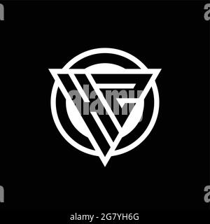 HZ logo with negative space triangle shape and circle rounded design template isolated on black background Stock Vector