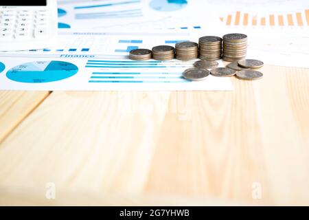 Coins, Savings, Chart Analyze Stock Photo