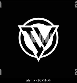 IV logo with negative space triangle shape and circle rounded design template isolated on black background Stock Vector