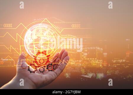 Creativity, energy technologies and innovations built by humans. This element is decorated by Nasa. Stock Photo