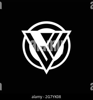 LU logo with negative space triangle shape and circle rounded design template isolated on black background Stock Vector