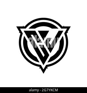 CJ logo with triangle shape and circle with outline rounded design template isolated on white background Stock Vector