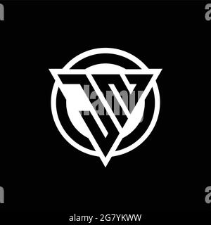 JN logo with negative space triangle shape and circle rounded design template isolated on black background Stock Vector