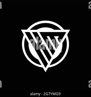 KM logo with negative space triangle shape and circle rounded design template isolated on black background Stock Vector