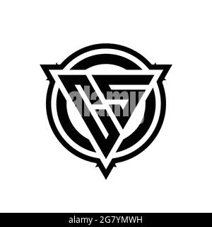 CS logo with triangle shape and circle with outline rounded design template isolated on white background Stock Vector