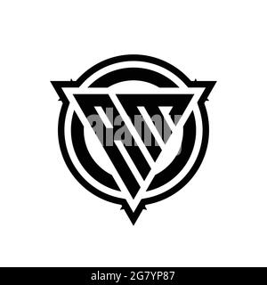 AM logo with triangle shape and circle with outline rounded design template isolated on white background Stock Vector