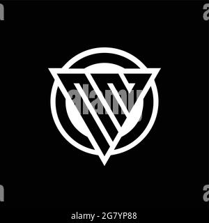 NN logo with negative space triangle shape and circle rounded design template isolated on black background Stock Vector