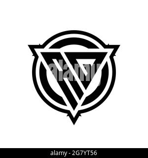 AX logo with triangle shape and circle with outline rounded design template isolated on white background Stock Vector