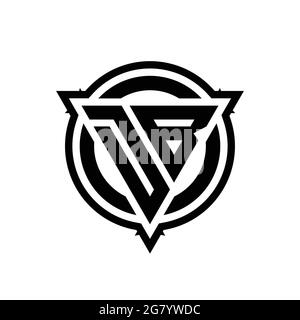 DB logo with triangle shape and circle with outline rounded design template isolated on white background Stock Vector