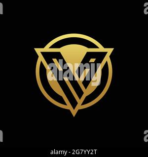 AA logo monogram with triangle shape and circle rounded style isolated on gold colors and black background design template Stock Vector