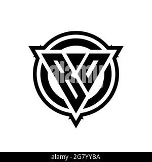 BO logo with triangle shape and circle with outline rounded design template isolated on white background Stock Vector