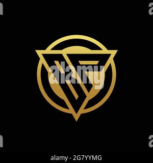 BP logo monogram with triangle shape and circle rounded style isolated on gold colors and black background design template Stock Vector